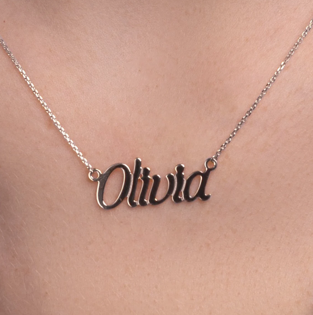 10 karat white gold name necklace