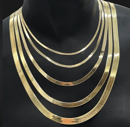 10k solid gold herringbone necklace