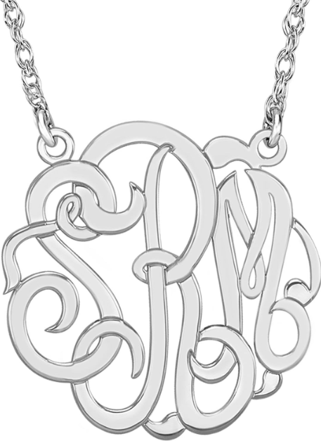 10k white gold initial necklace