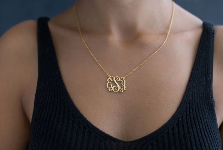 14k gold monogram necklace - featured image