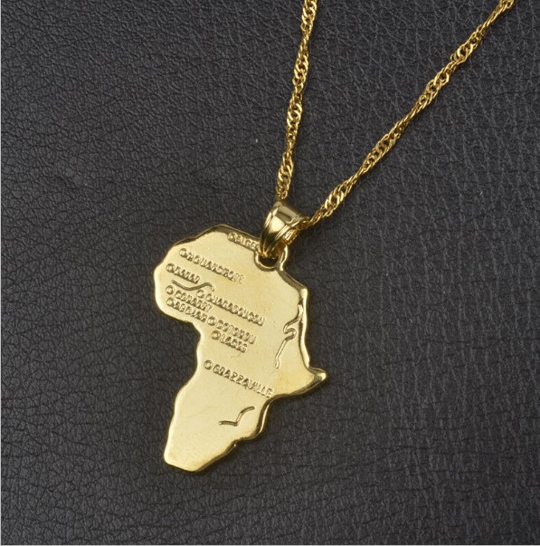 Africa Continent Necklace Gold