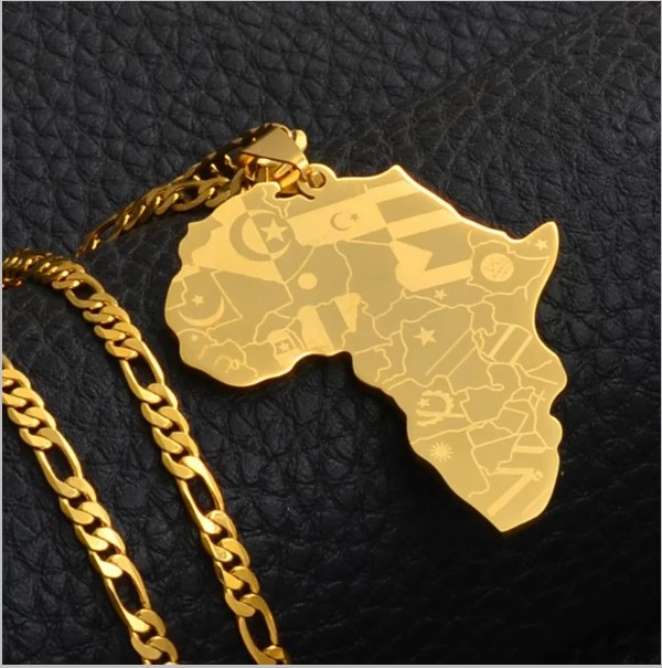 African Continent Gold Necklace