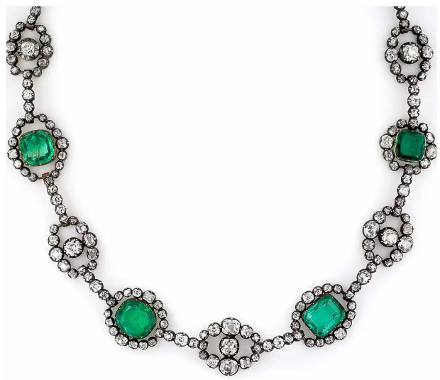 Antique Emerald And Diamond Necklace