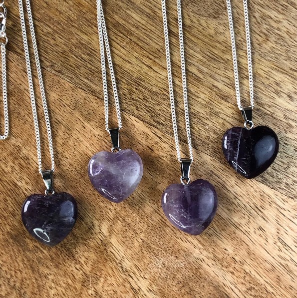 Amythyst Filled Black Heart Necklace