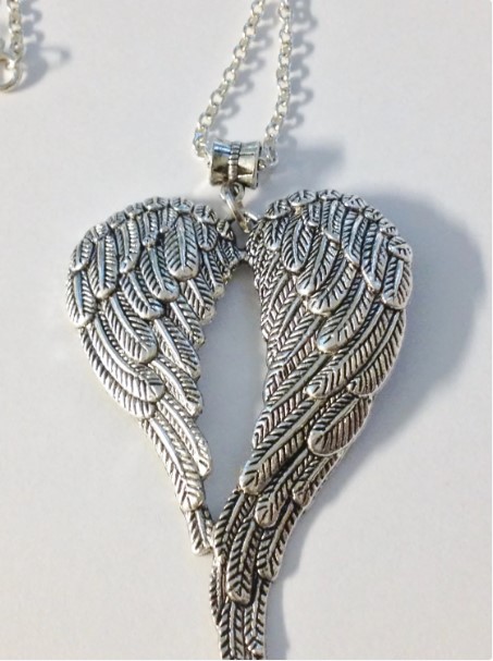 Angel wing heart necklace