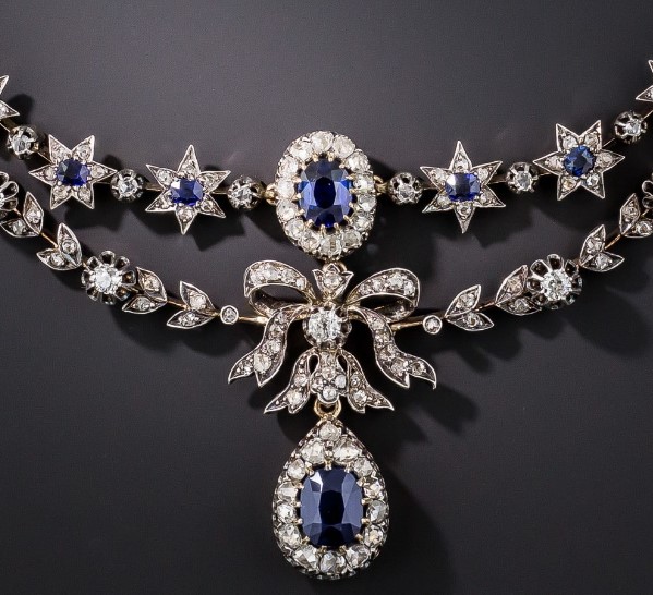 Antique Sapphire And Diamond Necklace