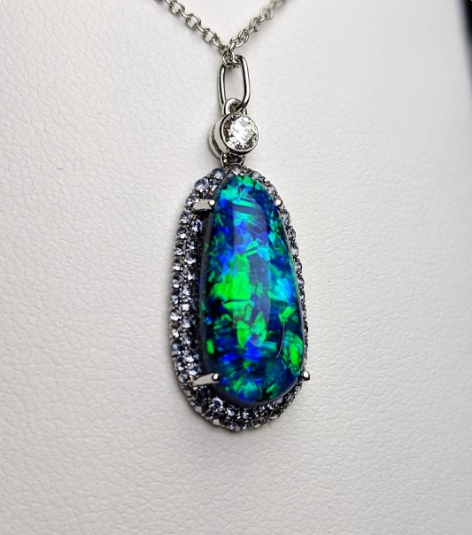 Australian Black Opal Necklace