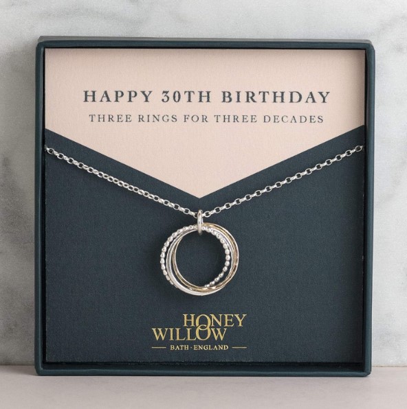 3 Ring Necklace For 30th Birthday